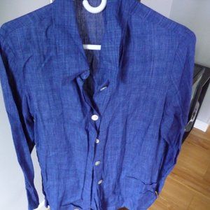 ITALIAN NEW GORGEOUS LINEN blend oversized blue SHIRT/ JACKET size  L